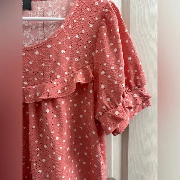 Belle by Belldini pink polka dot blouse - Picture 4 of 5